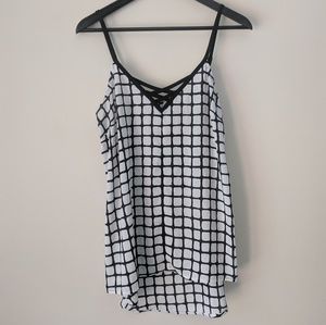 Checked High/Low tank with Chest Detail